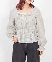 PUNYUS | チェック柄パフスリーブブラウス(シャツ/ブラウス)