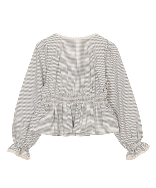 PUNYUS（プニュズ）の「チェック柄パフスリーブブラウス（シャツ/ブラウス・レディース・ホワイト/スミクロ/ネイビー・4/3/2/1）」の11枚目の写真