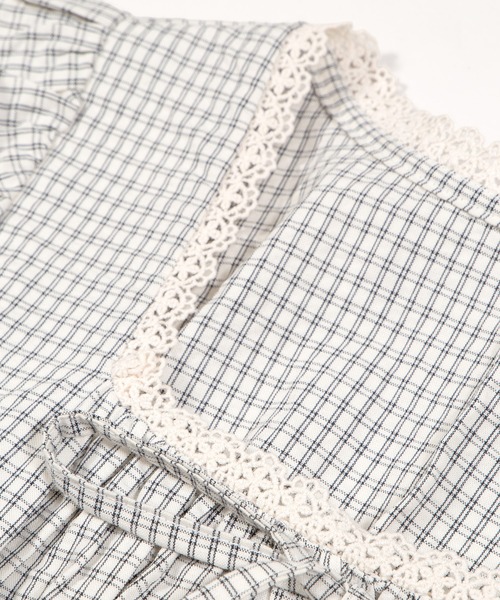 PUNYUS（プニュズ）の「チェック柄パフスリーブブラウス（シャツ/ブラウス・レディース・ホワイト/スミクロ/ネイビー・4/3/2/1）」の14枚目の写真