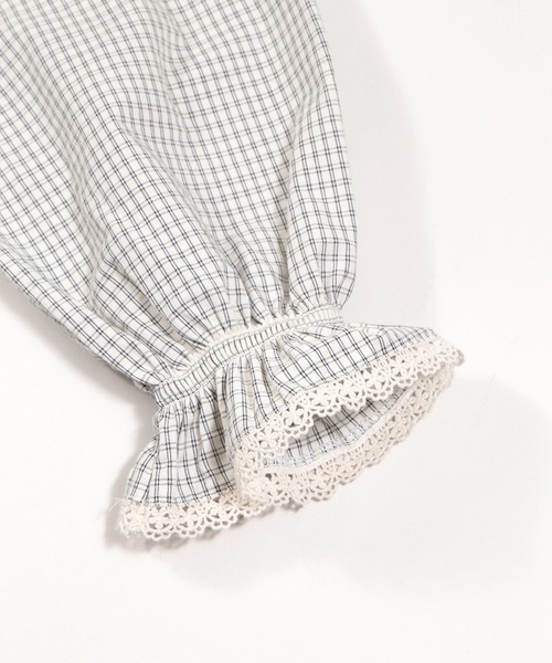 PUNYUS（プニュズ）の「チェック柄パフスリーブブラウス（シャツ/ブラウス・レディース・ホワイト/スミクロ/ネイビー・4/3/2/1）」の15枚目の写真