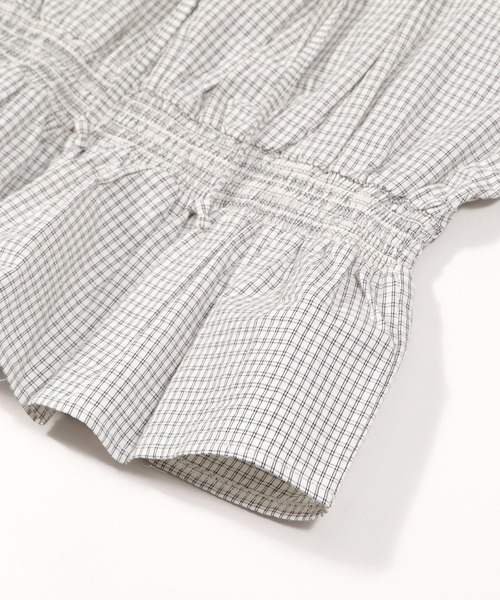 PUNYUS（プニュズ）の「チェック柄パフスリーブブラウス（シャツ/ブラウス・レディース・ホワイト/スミクロ/ネイビー・4/3/2/1）」の16枚目の写真