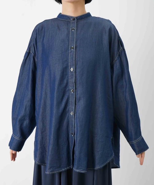 LUCA/LADY LUCK LUCA（ルカ/レディラックルカ）の「LC/LLL テンセルデニムBACKギャザーシャツ/オーバーサイズシャツ（シャツ/ブラウス・レディース・ネイビー/ライトブルー・FREE）」の18枚目の写真