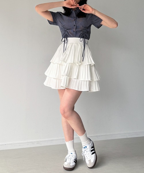 junoah(ジュノア)の「ティアードフリルミニスカート(スカート・レディース・ホワイト/グレー/ブラック・SMALL/LARGE/MEDIUM)」の8枚目の写真