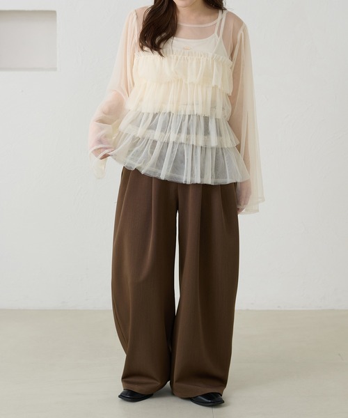 apres jour clair(アプレジュールクレア)の「【apres jour clair】チュールティアードトップス(シャツ/ブラウス・レディース・ピンクベージュ/アイボリー/チャコールグレー/ミント・フリー/X-LARGE)」の11枚目の写真