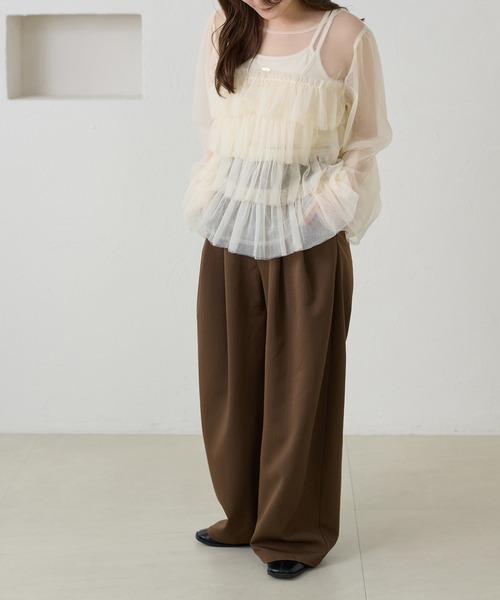 apres jour clair(アプレジュールクレア)の「【apres jour clair】チュールティアードトップス(シャツ/ブラウス・レディース・ピンクベージュ/アイボリー/チャコールグレー/ミント・フリー/X-LARGE)」の14枚目の写真