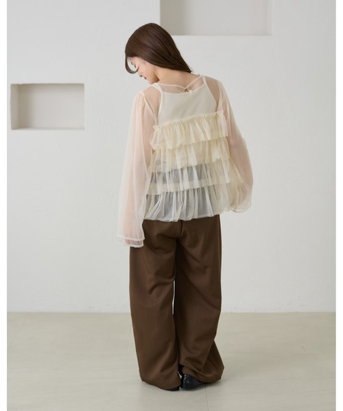 apres jour clair(アプレジュールクレア)の「【apres jour clair】チュールティアードトップス(シャツ/ブラウス・レディース・ピンクベージュ/アイボリー/チャコールグレー/ミント・フリー/X-LARGE)」の13枚目の写真