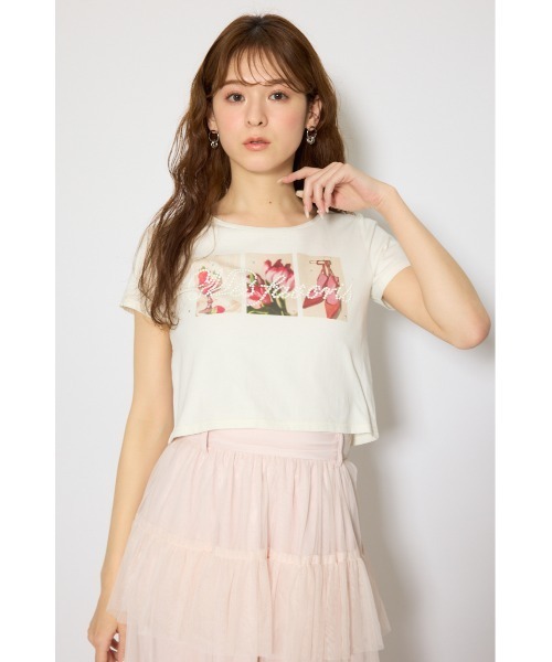 rienda(リエンダ)の「【森香澄さん着用】モチーフフォトショートTシャツ 春服 夏服 半袖(Tシャツ/カットソー・レディース・ブルー/ホワイト/ピンク・FREE)」の4枚目の写真
