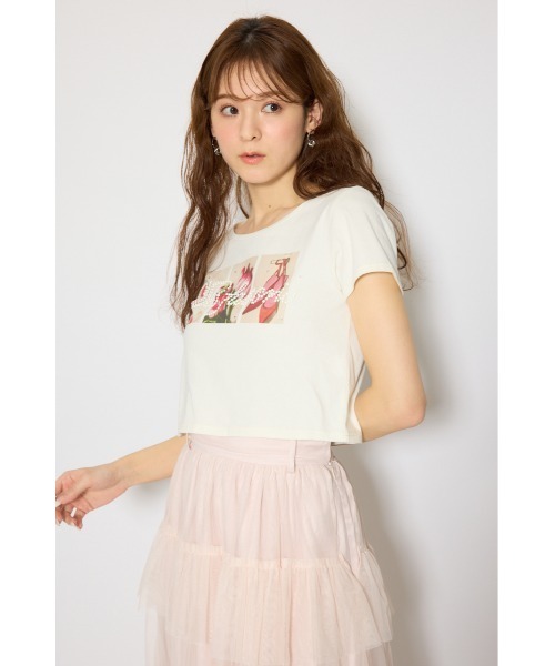 rienda(リエンダ)の「【森香澄さん着用】モチーフフォトショートTシャツ 春服 夏服 半袖(Tシャツ/カットソー・レディース・ブルー/ホワイト/ピンク・FREE)」の8枚目の写真