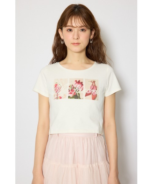 rienda(リエンダ)の「【森香澄さん着用】モチーフフォトショートTシャツ 春服 夏服 半袖(Tシャツ/カットソー・レディース・ブルー/ホワイト/ピンク・FREE)」の9枚目の写真