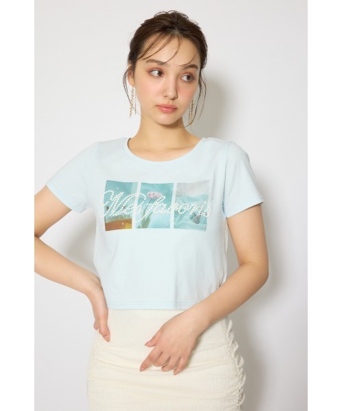 rienda(リエンダ)の「【森香澄さん着用】モチーフフォトショートTシャツ 春服 夏服 半袖(Tシャツ/カットソー・レディース・ブルー/ホワイト/ピンク・FREE)」の16枚目の写真