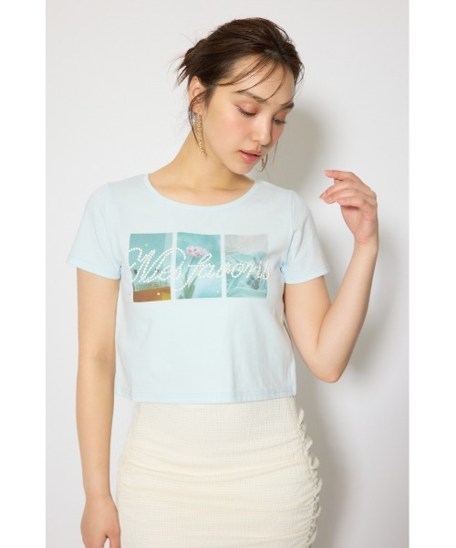 rienda(リエンダ)の「【森香澄さん着用】モチーフフォトショートTシャツ 春服 夏服 半袖(Tシャツ/カットソー・レディース・ブルー/ホワイト/ピンク・FREE)」の20枚目の写真