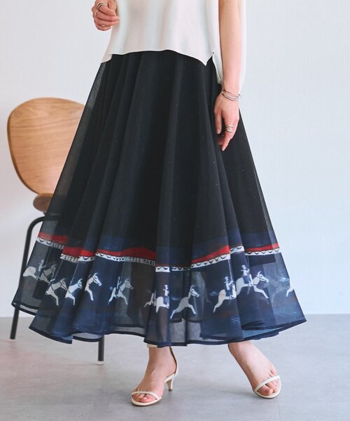 BEARDSLEY(ビアズリー)の「メリーゴーランドウエストリブスカート(スカート・レディース・ネイビー・FREE)」の2枚目の写真