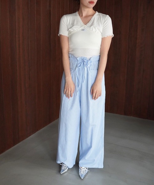 SANSeLF(サンセルフ)の「【SANSeLF】ドローストリングストライプパンツ saw26s046(その他パンツ・レディース・ブルー・FREE)」の8枚目の写真