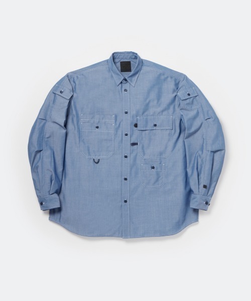 DAIWA PIER39(ダイワピア39)の「DAIWA PIER39 TECH MULTI POCKET CHAMBRAY SHIRT BE-84026(シャツ/ブラウス・メンズ・ブルー/ブラック・X-LARGE/SMALL/LARGE/MEDIUM)」の2枚目の写真