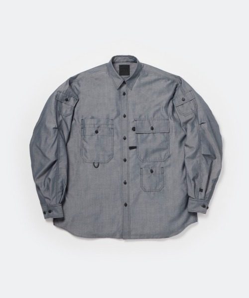 DAIWA PIER39(ダイワピア39)の「DAIWA PIER39 TECH MULTI POCKET CHAMBRAY SHIRT BE-84026(シャツ/ブラウス・メンズ・ブルー/ブラック・X-LARGE/SMALL/LARGE/MEDIUM)」の1枚目の写真