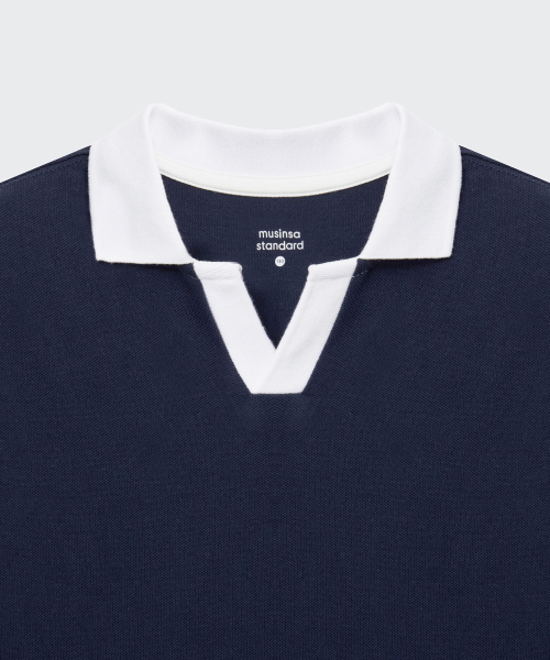 MUSINSA STANDARD KIDS（ムシンサスタンダードキッズ）の「スリットネックポロシャツセットアップ[ネイビー]（セットアップ・レディース・その他・110/120/130/140/150/160）」の4枚目の写真