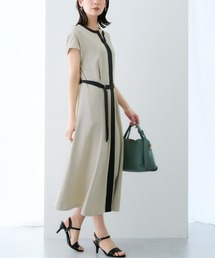 7days Life Styling | 美極とろみ素材ベルト付き配色ワンピース(しわになりにくい・洗濯機OK)(ワンピース)