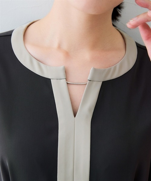 7days Life Styling(セブンデイズライフスタイリング)の「美極とろみ素材ベルト付き配色ワンピース(しわになりにくい・洗濯機OK)(ワンピース・レディース・チャコール/ライトグレー系・LL/L/M/3L)」の10枚目の写真
