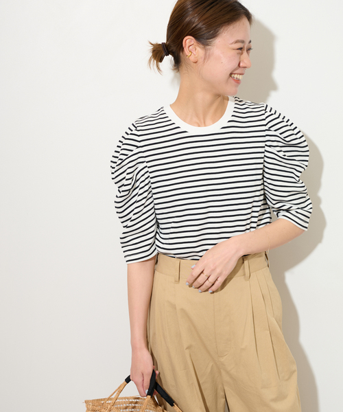 JOURNAL STANDARD relume(ジャーナルスタンダード レリューム)の「《WEB限定追加》スリーブコンシャスプルオーバー(Tシャツ/カットソー・レディース・ブラック/ホワイト/ホワイト系その他・FREE)」の3枚目の写真