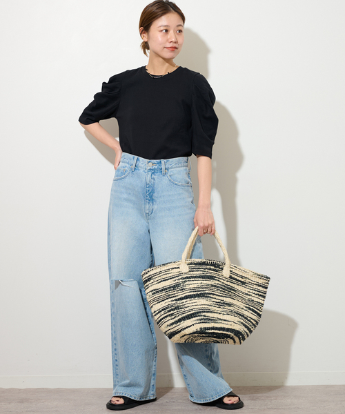 JOURNAL STANDARD relume(ジャーナルスタンダード レリューム)の「《WEB限定追加》スリーブコンシャスプルオーバー(Tシャツ/カットソー・レディース・ブラック/ホワイト/ホワイト系その他・FREE)」の4枚目の写真