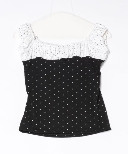 Ritzy(リッツィー)の「ドット柄 オフショルダー配色 Tシャツ(Tシャツ/カットソー・レディース・ブラック・M)」の14枚目の写真