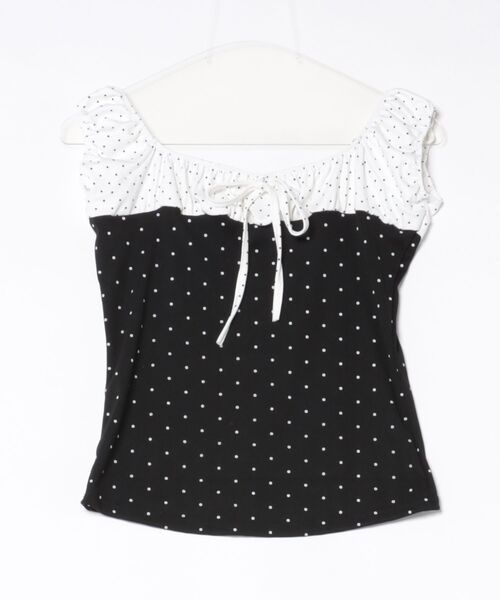 Ritzy(リッツィー)の「ドット柄 オフショルダー配色 Tシャツ(Tシャツ/カットソー・レディース・ブラック・M)」の13枚目の写真