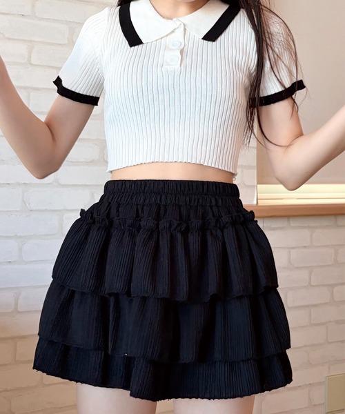 ADDITION STORE(アディションストア)の「\圧倒的映え/レースレイヤード ボンボン ミニスカート / インナーパンツ付き / asknn(スカート・レディース・ホワイト/ブラック・LARGE/MEDIUM/SMALL)」の15枚目の写真