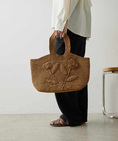 ear PAPILLONNER(イアパピヨネ)の「【LIMAIA PARIS(リマイア・パリ)】FLORA/フラワーバッグ(トートバッグ・レディース・ダークブラウン/レッド・FREE)」の11枚目の写真