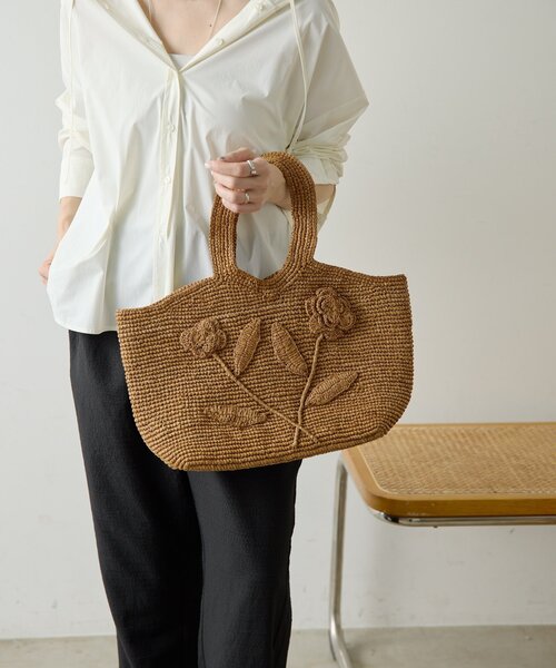 ear PAPILLONNER(イアパピヨネ)の「【LIMAIA PARIS(リマイア・パリ)】FLORA/フラワーバッグ(トートバッグ・レディース・ダークブラウン/レッド・FREE)」の13枚目の写真