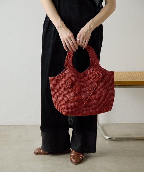 ear PAPILLONNER(イアパピヨネ)の「【LIMAIA PARIS(リマイア・パリ)】FLORA/フラワーバッグ(トートバッグ・レディース・ダークブラウン/レッド・FREE)」の21枚目の写真