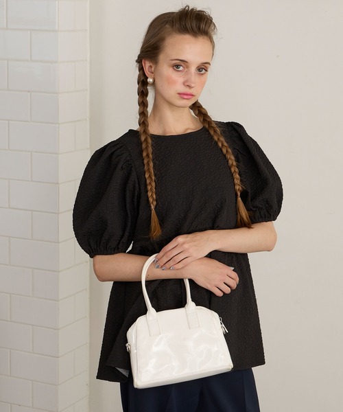 BONLECILL noir(ボンルシールノワール)の「【BONLECILL noir】膨れジャガードWリボンパフスリーブペプラムブラウス(シャツ/ブラウス・レディース・アイボリー/ブラック・FREE)」の15枚目の写真