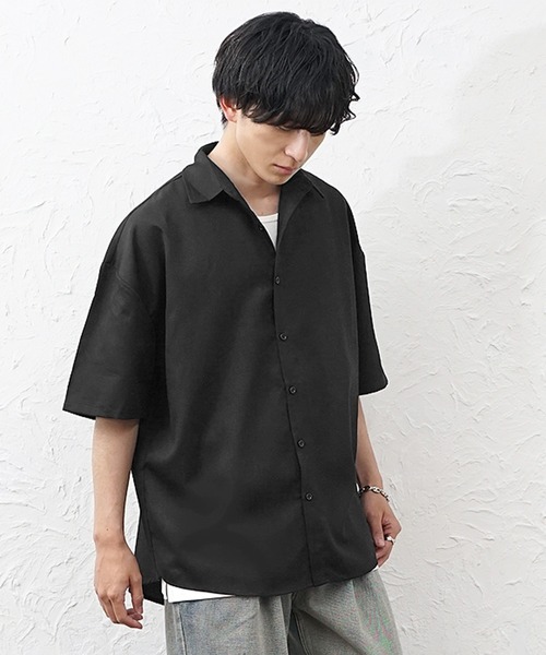 MinoriTY(マイノリティ)の「【MinoriTY】裾ラウンドルーズシャツ(5分袖)メンズ 春服 夏服 家庭洗濯可能 ユニセックス(シャツ/ブラウス・メンズ・カーキ/ホワイト/ブラック・M/S/L)」の2枚目の写真