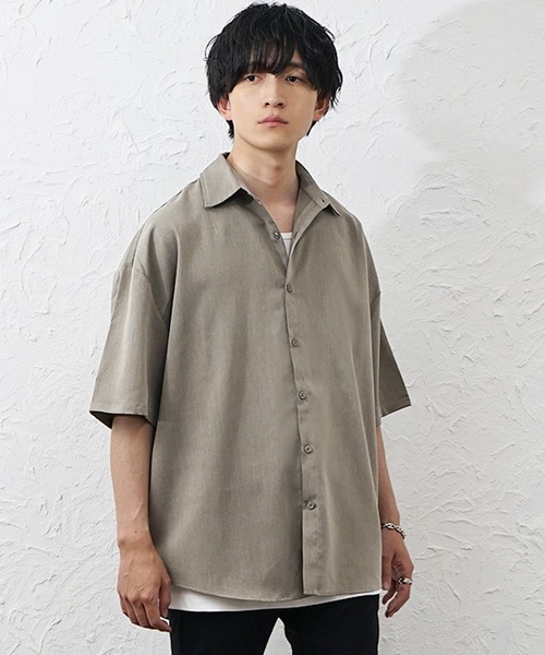 MinoriTY(マイノリティ)の「【MinoriTY】裾ラウンドルーズシャツ(5分袖)メンズ 春服 夏服 家庭洗濯可能 ユニセックス(シャツ/ブラウス・メンズ・カーキ/ホワイト/ブラック・M/S/L)」の4枚目の写真