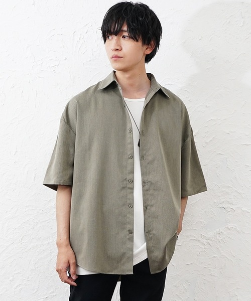 MinoriTY(マイノリティ)の「【MinoriTY】裾ラウンドルーズシャツ(5分袖)メンズ 春服 夏服 家庭洗濯可能 ユニセックス(シャツ/ブラウス・メンズ・カーキ/ホワイト/ブラック・M/S/L)」の6枚目の写真