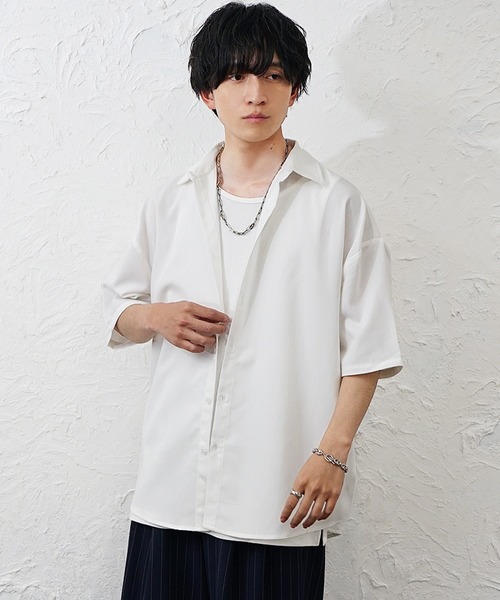 MinoriTY(マイノリティ)の「【MinoriTY】裾ラウンドルーズシャツ(5分袖)メンズ 春服 夏服 家庭洗濯可能 ユニセックス(シャツ/ブラウス・メンズ・カーキ/ホワイト/ブラック・M/S/L)」の8枚目の写真
