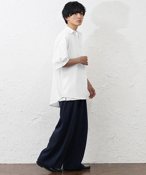 MinoriTY(マイノリティ)の「【MinoriTY】裾ラウンドルーズシャツ(5分袖)メンズ 春服 夏服 家庭洗濯可能 ユニセックス(シャツ/ブラウス・メンズ・カーキ/ホワイト/ブラック・M/S/L)」の11枚目の写真