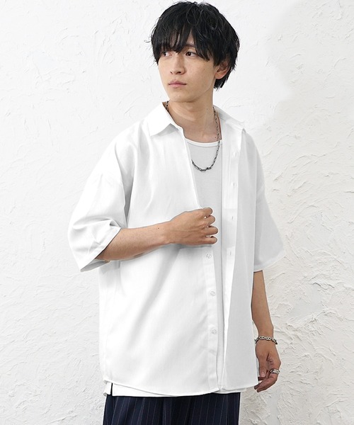 MinoriTY(マイノリティ)の「【MinoriTY】裾ラウンドルーズシャツ(5分袖)メンズ 春服 夏服 家庭洗濯可能 ユニセックス(シャツ/ブラウス・メンズ・カーキ/ホワイト/ブラック・M/S/L)」の10枚目の写真