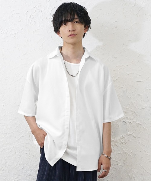 MinoriTY(マイノリティ)の「【MinoriTY】裾ラウンドルーズシャツ(5分袖)メンズ 春服 夏服 家庭洗濯可能 ユニセックス(シャツ/ブラウス・メンズ・カーキ/ホワイト/ブラック・M/S/L)」の9枚目の写真