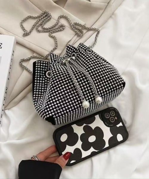 Beststore(ベストストア)の「「主役級の輝き」ラインストーンミニ巾着ショルダーバッグ チェーンミニバッグ(ショルダーバッグ・レディース・ブラック/シルバー/ホワイト/ピンク・FREE)」の16枚目の写真