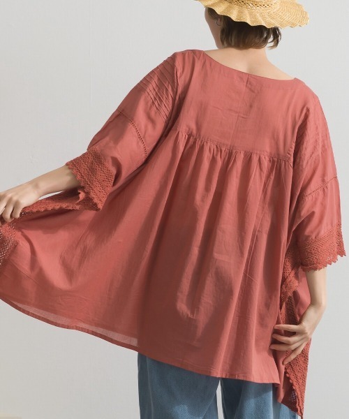 Fizz（フィズ）の「コットンボイル　袖レースプルオーバー（Tシャツ/カットソー・レディース・レンガ/ブラック/ベージュ・M）」の17枚目の写真