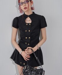 WHO'S WHO gallery | Wボタンギャザーワンピ（無地/チェック/ドット）(ワンピース)
