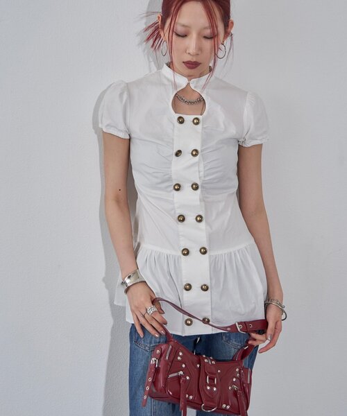 WHO'S WHO gallery(フーズフーギャラリー)の「Wボタンギャザーワンピ(無地/チェック/ドット)(ワンピース・レディース・ブラック/ピンク/ホワイト/ブラック系その他/オフホワイト/ブラック系その他2・FREE)」の14枚目の写真