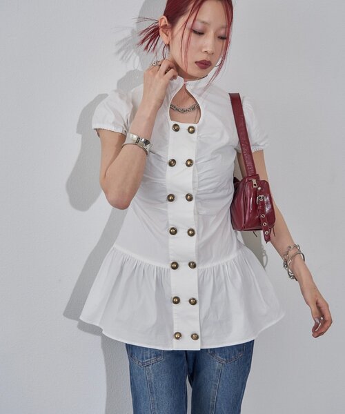 WHO'S WHO gallery(フーズフーギャラリー)の「Wボタンギャザーワンピ(無地/チェック/ドット)(ワンピース・レディース・ブラック/ピンク/ホワイト/ブラック系その他/オフホワイト/ブラック系その他2・FREE)」の16枚目の写真