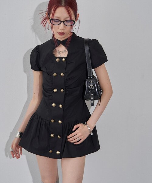 WHO'S WHO gallery(フーズフーギャラリー)の「Wボタンギャザーワンピ(無地/チェック/ドット)(ワンピース・レディース・ブラック/ピンク/ホワイト/ブラック系その他/オフホワイト/ブラック系その他2・FREE)」の18枚目の写真