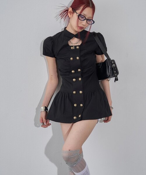 WHO'S WHO gallery(フーズフーギャラリー)の「Wボタンギャザーワンピ(無地/チェック/ドット)(ワンピース・レディース・ブラック/ピンク/ホワイト/ブラック系その他/オフホワイト/ブラック系その他2・FREE)」の20枚目の写真