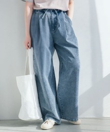 THREE FIFTY STANDARD ケミカルウオッシュ加工のメッシュデニムパンツ