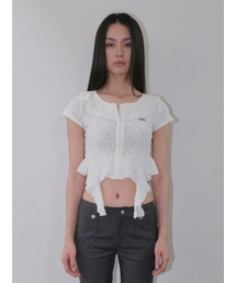 RUFFLE WRINKLE BLOUSE [IVORY]