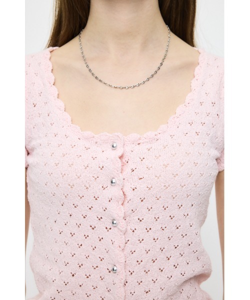 MOUSSY(マウジー)の「EYELET BUTTON UP トップス(ニット/セーター・レディース・ブラック/ライトピンク/オフホワイト/ネイビー・FREE)」の12枚目の写真
