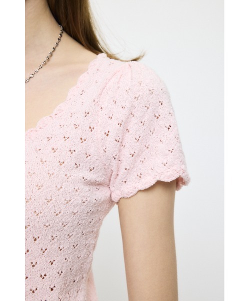 MOUSSY(マウジー)の「EYELET BUTTON UP トップス(ニット/セーター・レディース・ブラック/ライトピンク/オフホワイト/ネイビー・FREE)」の13枚目の写真