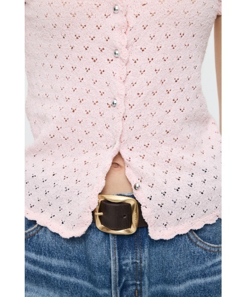 【新品未使用】moussy  BUTTON UP B／N セーター　ニット EYELET BUTTON UP トップス（ニット/セーター）｜MOUSSY（マウジー）の